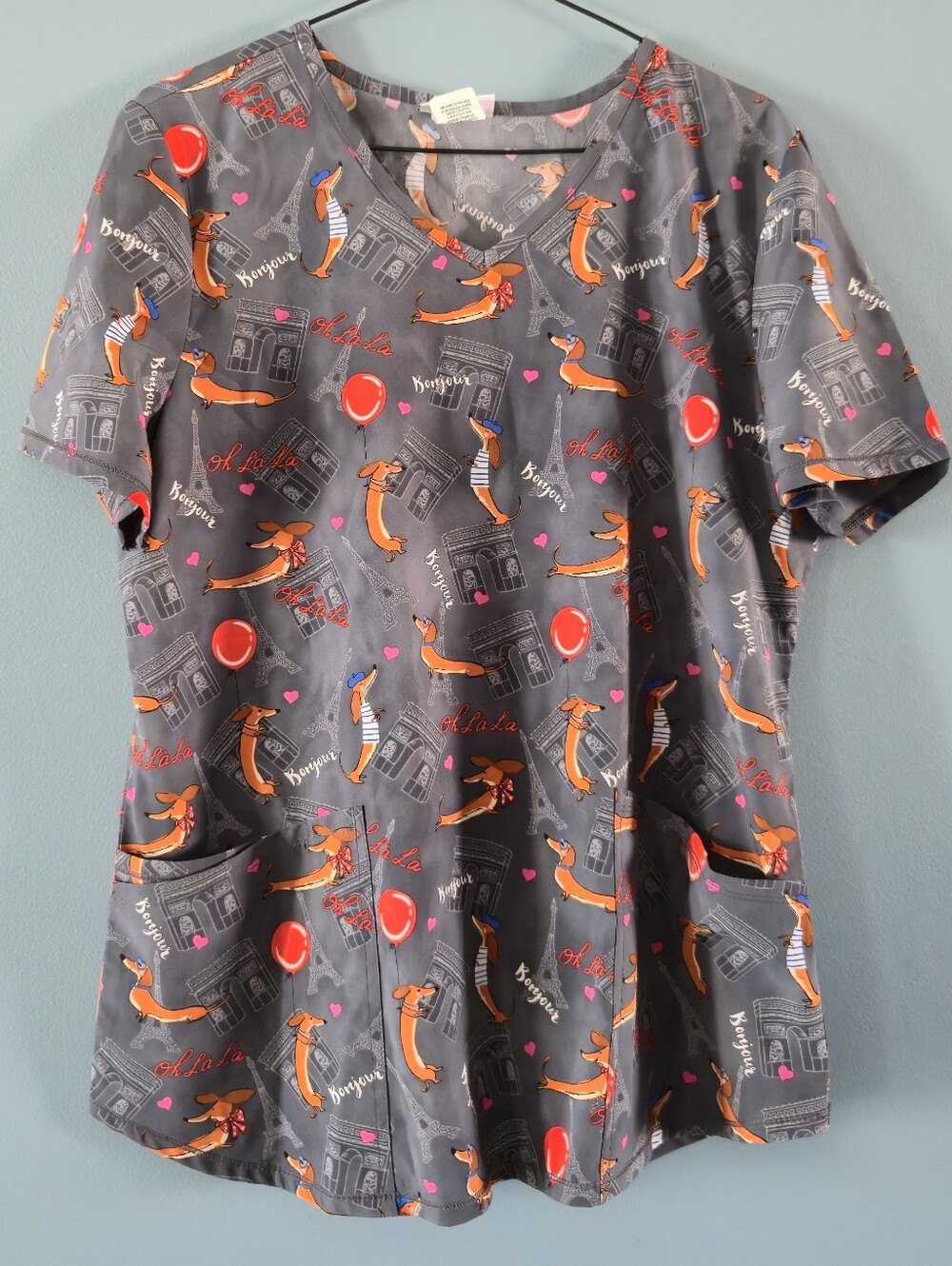 Dachshund Theme Scrub Top (medium)